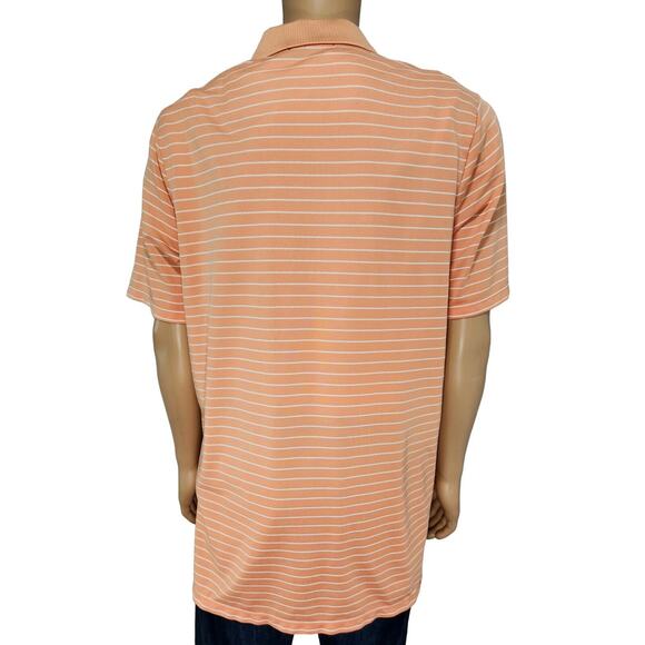 RLX Ralph Lauren Golf Polo Short Sleeve Orange White Striped Mens Size Large - Picture 4 of 6